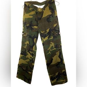 Petite Camo Print Pants Flap Pocket Cargo Jeans